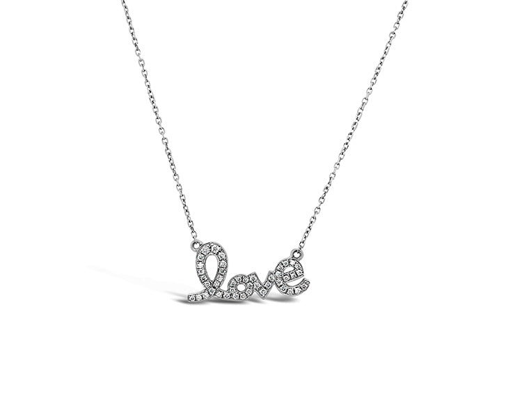 (REF 1027) 0.18ct Diamond Love Necklace (18ct White Gold)