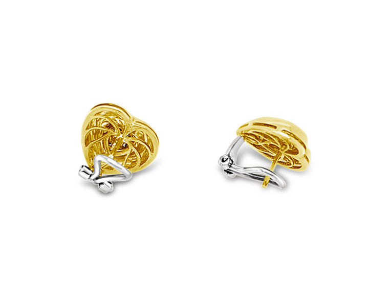 (REF 1140) 0.50ct DIAMOND HEART EARRINGS (18CT YELLOW GOLD)