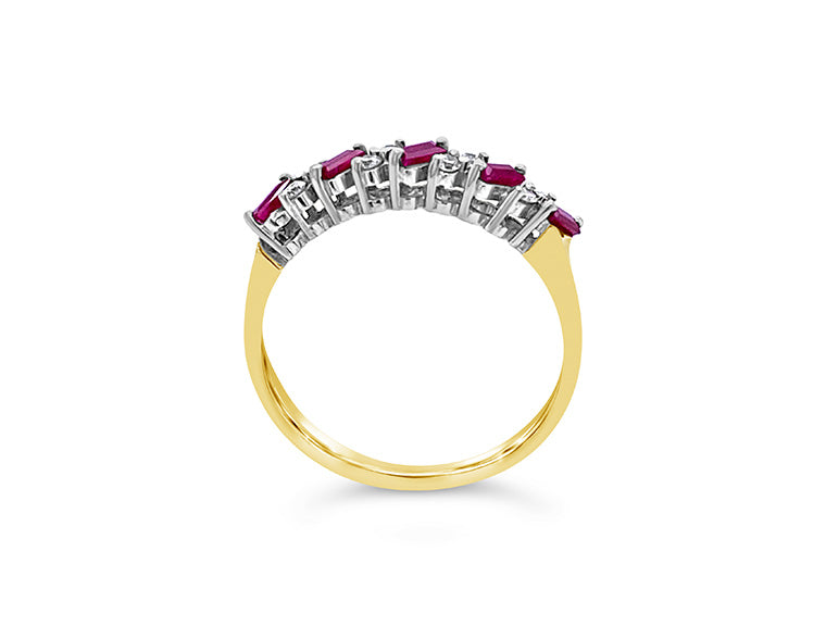 (REF 1194) Ruby and Diamond Ring (18CT YELLOW GOLD)