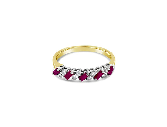 (REF 1194) Ruby and Diamond Ring (18CT YELLOW GOLD)