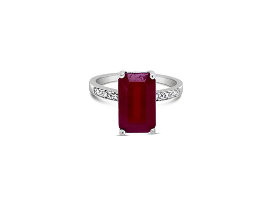 (REF 1254) 6.0ct Ruby and 0.4 ct Diamond Ring (18CT WHITE GOLD)