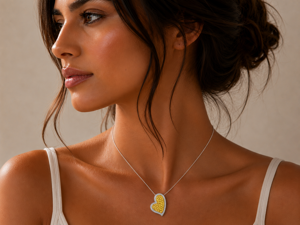 2ct Brilliant Cut Diamond Heart Pendant in 18ct Yellow and White Gold