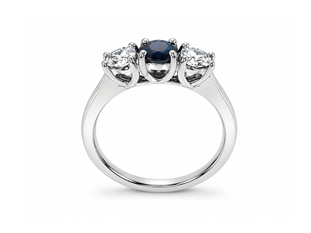 1.02ct Diamond & Sapphire Trilogy Ring – Platinum