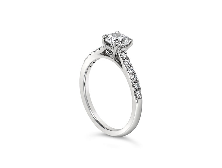 (REF 1321) 0.81ct Semi Solitaire Diamond Ring (Platinum)