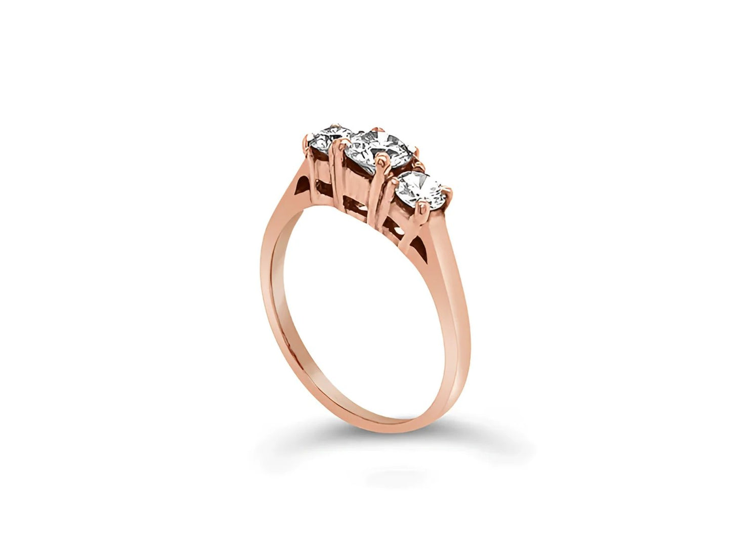 (REF 1329) 0.75ct DIAMOND TRILOGY RING (14ct ROSE GOLD)