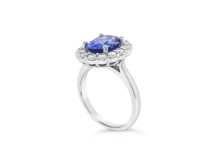 (REF 1332) 0.78ct Diamond 2.81cts Tanzanite Cluster Ring (18CT WHITE GOLD)
