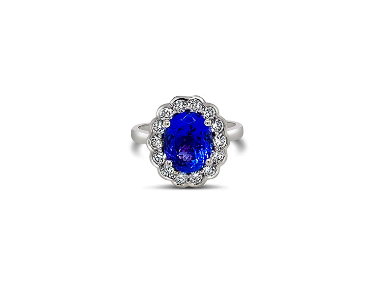 (REF 1332) 0.78ct Diamond 2.81cts Tanzanite Cluster Ring (18CT WHITE GOLD)