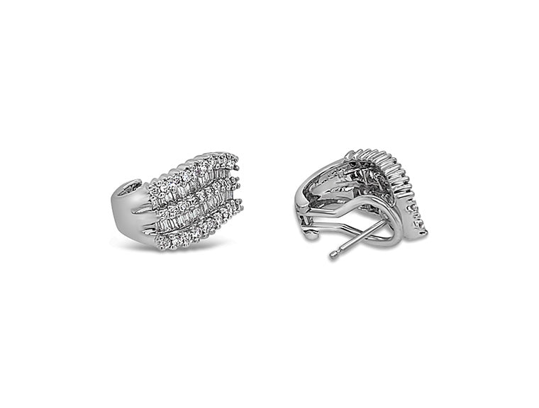 (REF 1334) Diamond Hoop Earrings (14CT WHITE GOLD)