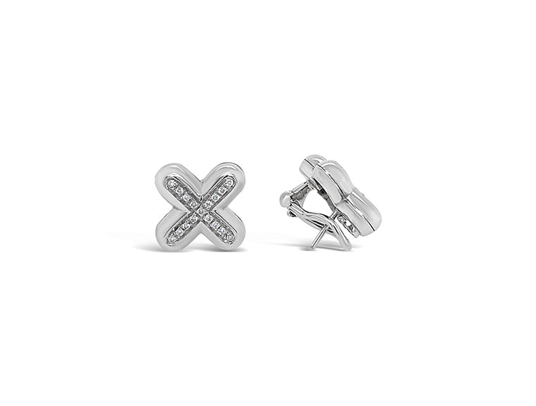 (REF 1397) 0.85ct DIAMOND EARRING CROSS (18CT WHITE GOLD)