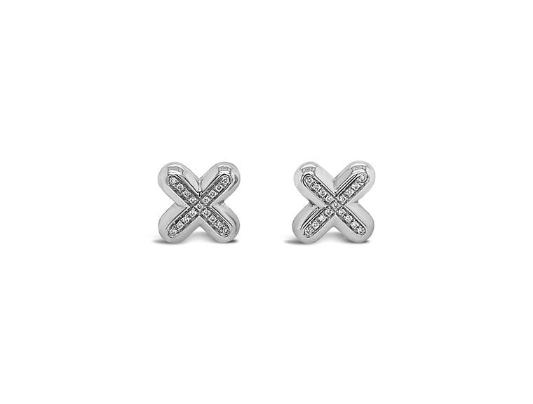 (REF 1397) 0.85ct DIAMOND EARRING CROSS (18CT WHITE GOLD)