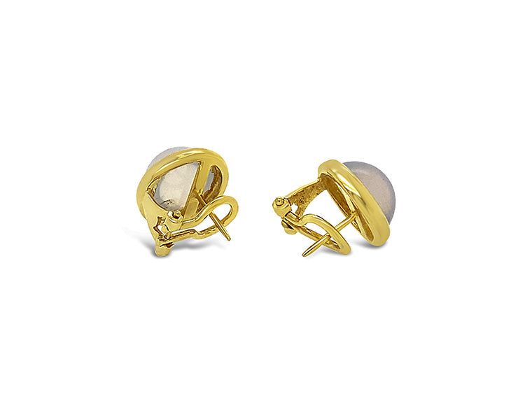 (REF 1400) 1.63ct DIAMOND EARRINGS MOON STONE (18CT YELLOW GOLD)