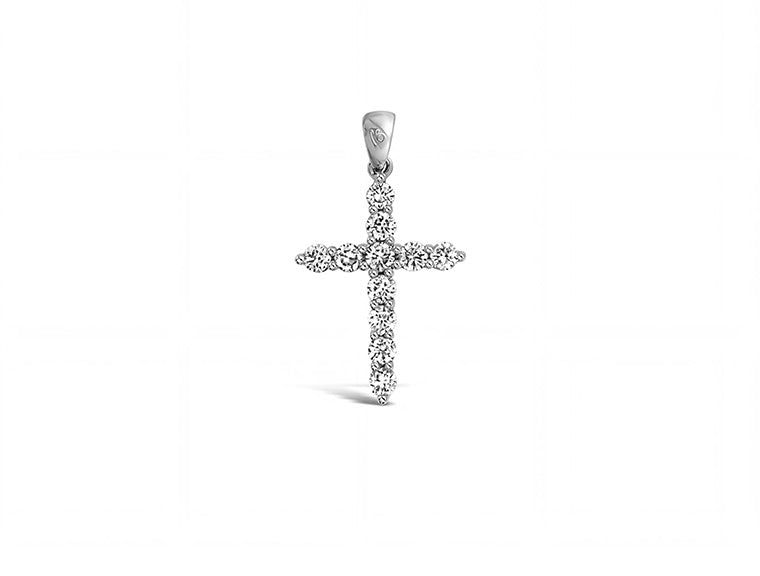 0.75ct Brilliant Cut Diamond Cross Pendant in 18ct White Gold