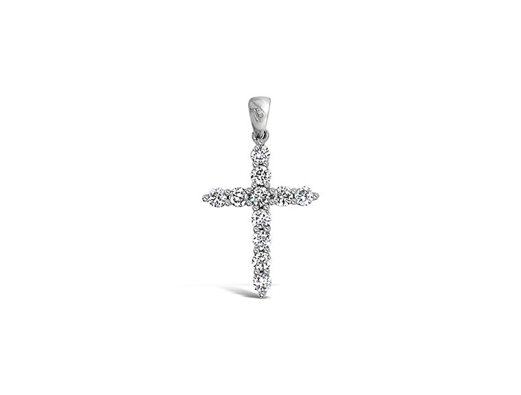 (REF 1408) 0.75ct Diamond Cross Pendant (18ct White Gold)
