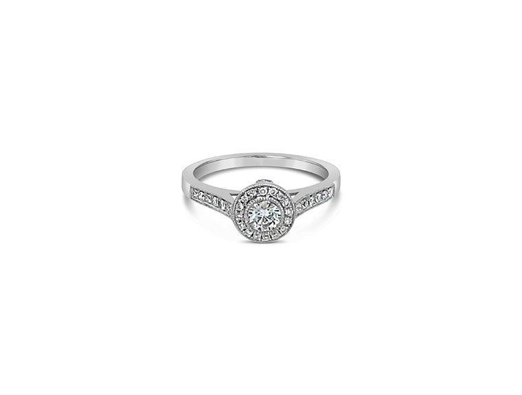 (REF 1428) Diamond Solitaire Ring (18ct White Gold)