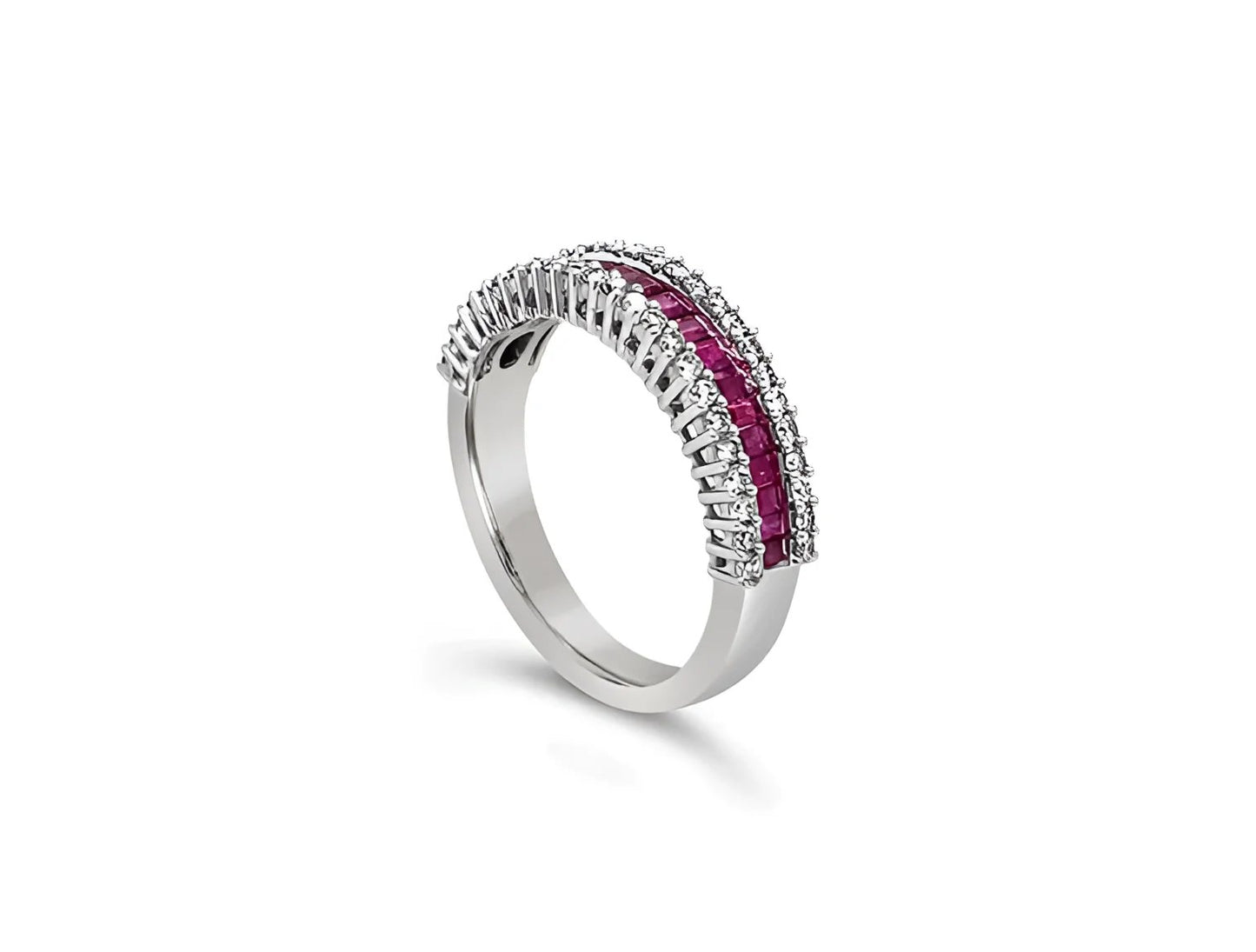 (REF 1446) 0.73ct Ruby 0.42ct Diamond Ruby Ring (18ct White Gold)