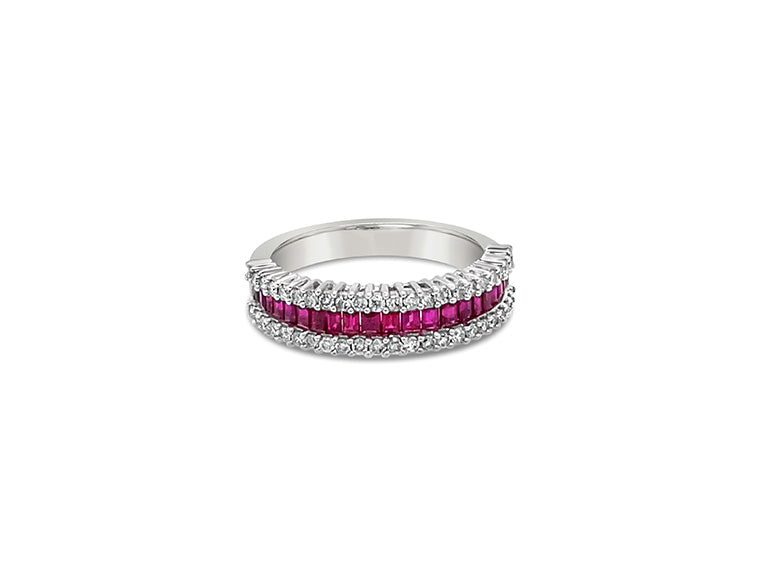 (REF 1446) 0.73ct Ruby 0.42ct Diamond Ruby Ring (18ct White Gold)