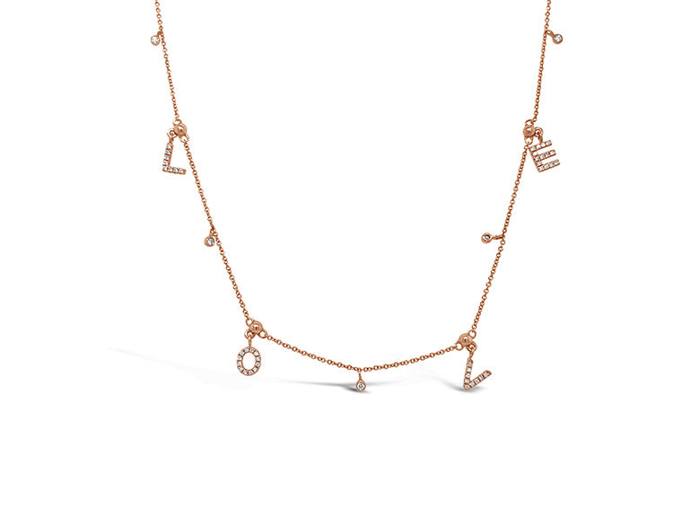 (REF 1585) 0.21ct Diamond Necklace Love (18ct Rose gold)