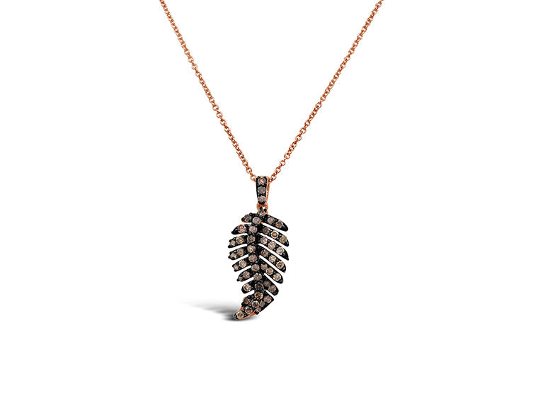 (REF 1590) 0.68ct Diamond Feather Necklace (18ct Rose gold)