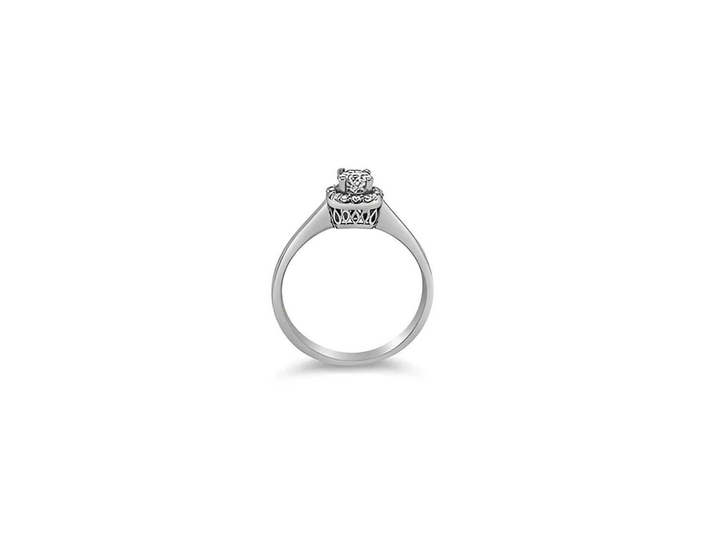 (REF 1604) 0.37ct Diamond Halo Solitaire Ring (18ct White gold)