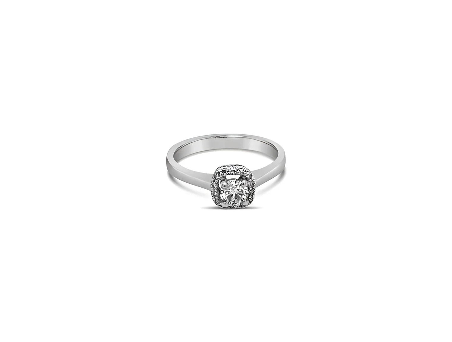(REF 1604) 0.37ct Diamond Halo Solitaire Ring (18ct White gold)