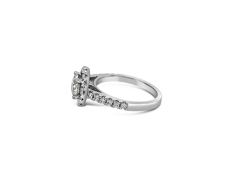 (REF 1679) 1.70cts Diamond Solitaire Halo Ring (Platinum)