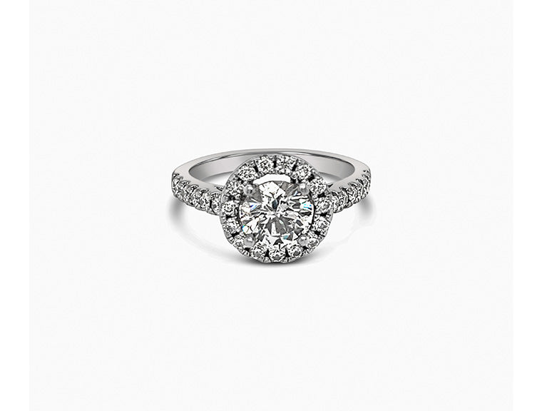 (REF 1679) 1.70cts Diamond Solitaire Halo Ring (Platinum)