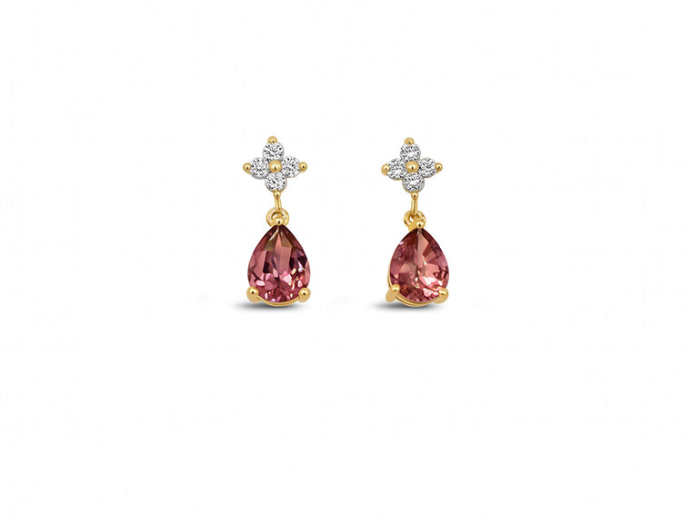 Tourmaline and Diamond Earrings in 18ct Yellow Gold