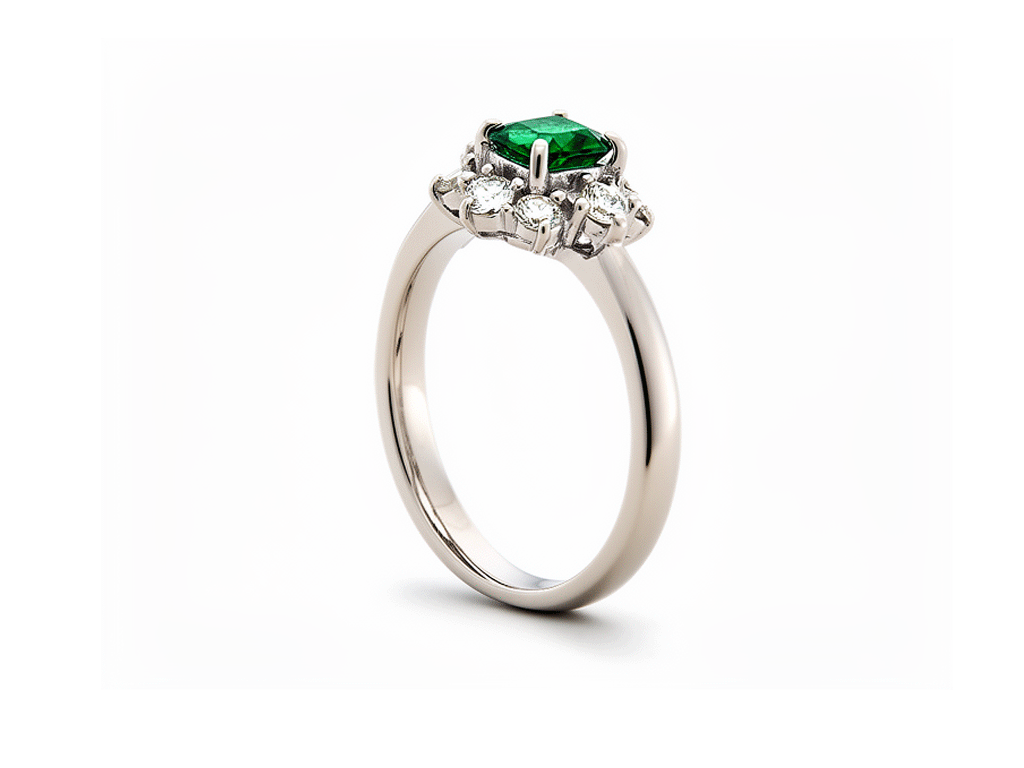 0.71ct Emerald & Diamond Ring – Platinum