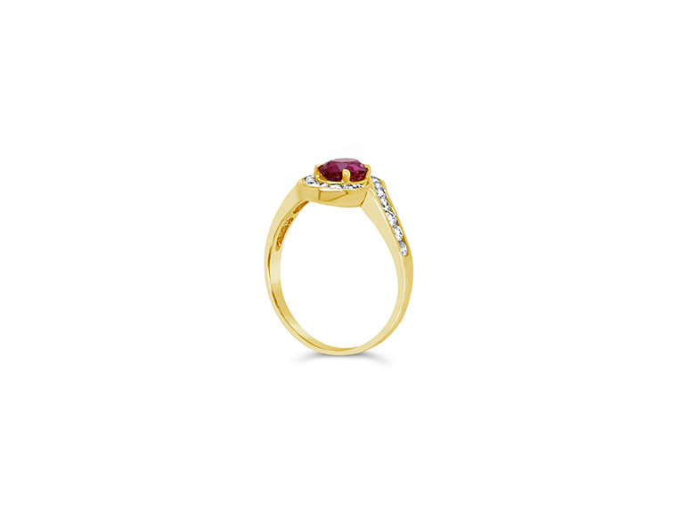 (Ref 1764) Ruby and Diamond Ring (18ct Yellow Gold)