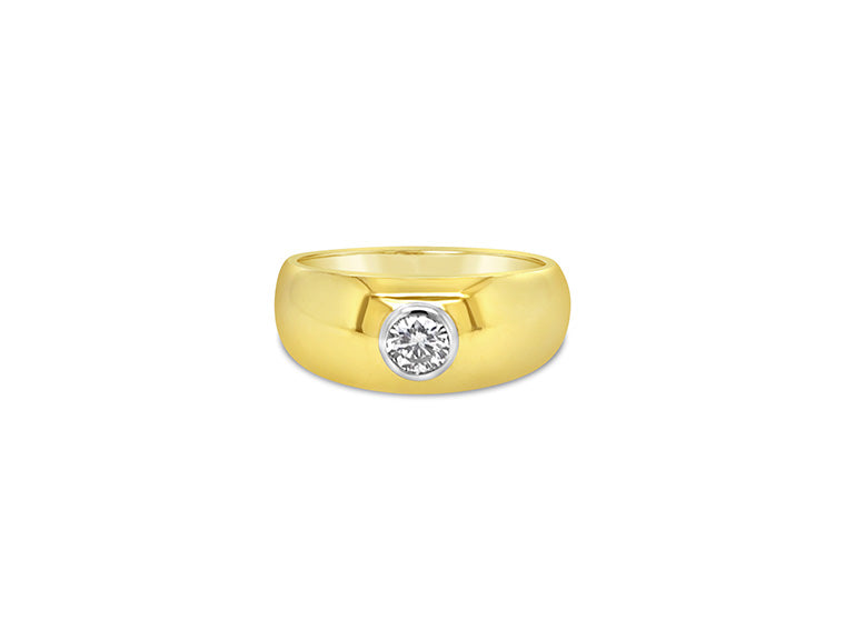 (Ref 1768) 0.75ct Yellow Gold Band and Diamond Ring (18ct Yellow Gold)