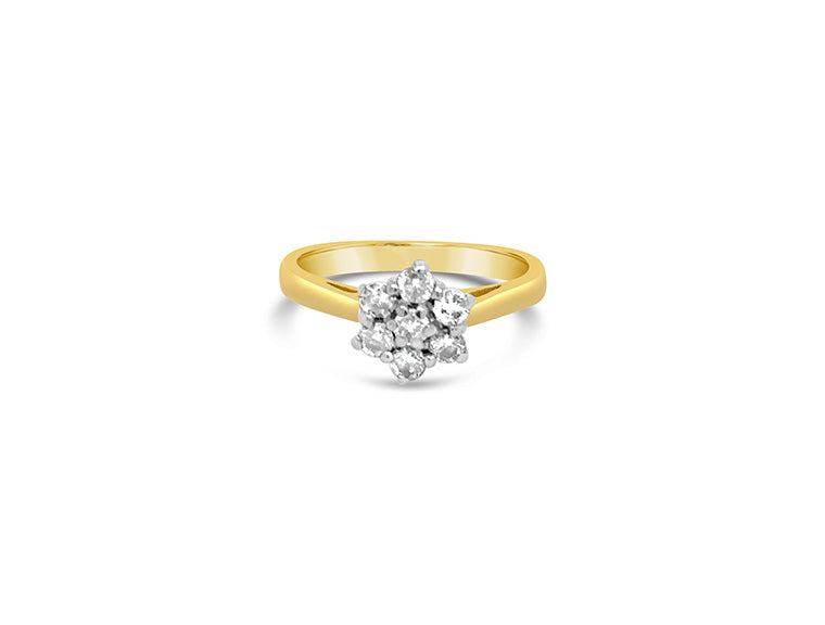 (Ref 1769) 0.21ct Cluster Diamond Solitaire Ring (18ct Yellow Gold)