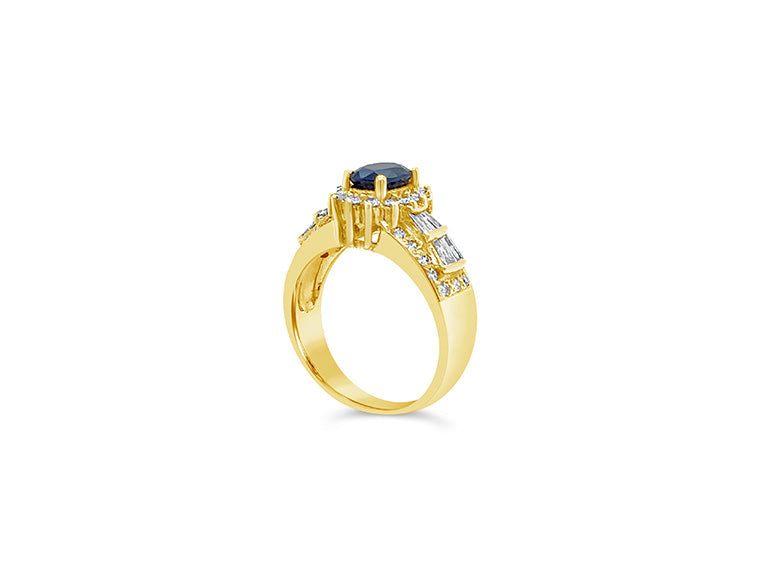 (Ref 1773) Sapphire and Diamond Ring (18ct Yellow Gold)