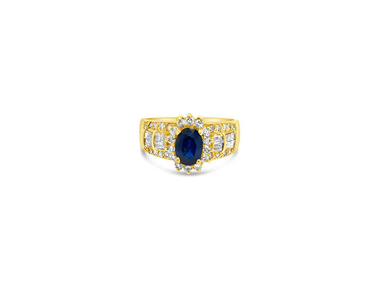 (Ref 1773) Sapphire and Diamond Ring (18ct Yellow Gold)
