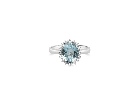 (Ref 1774) 2.34ct Aquamarine and 0.12ct Diamond Ring (Platinum)