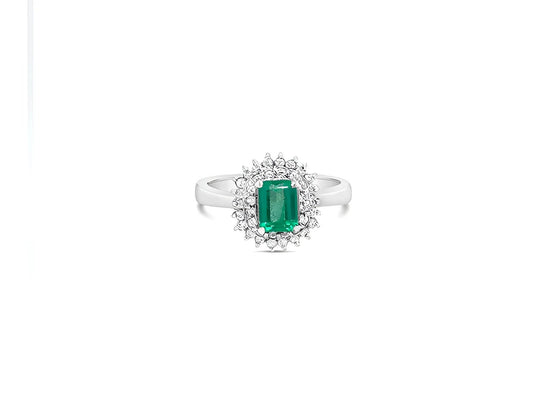 (Ref 1775) 0.68ct Emerald 0.22ct Diamond Ring (Platinum)