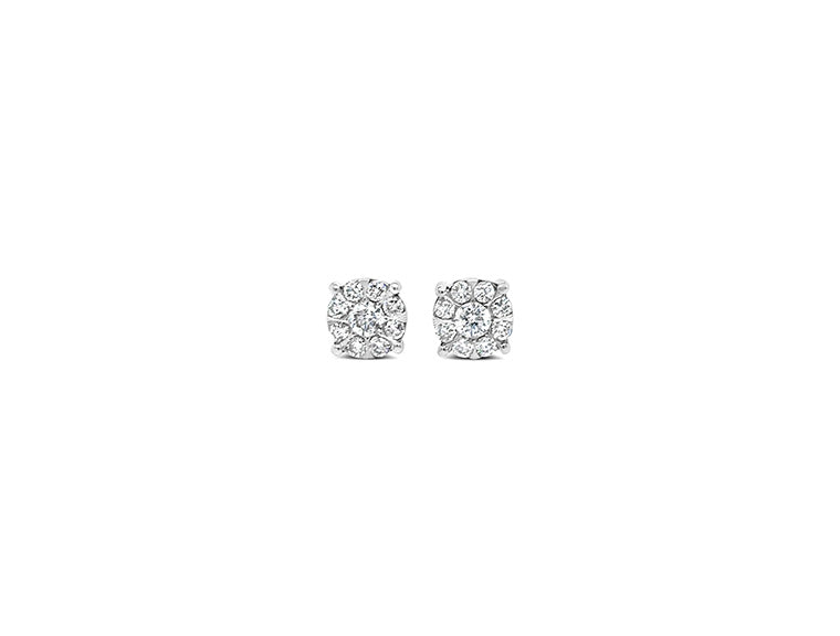 (Ref 1779) 1ct Diamond Cluster Earring (9ct White Gold)
