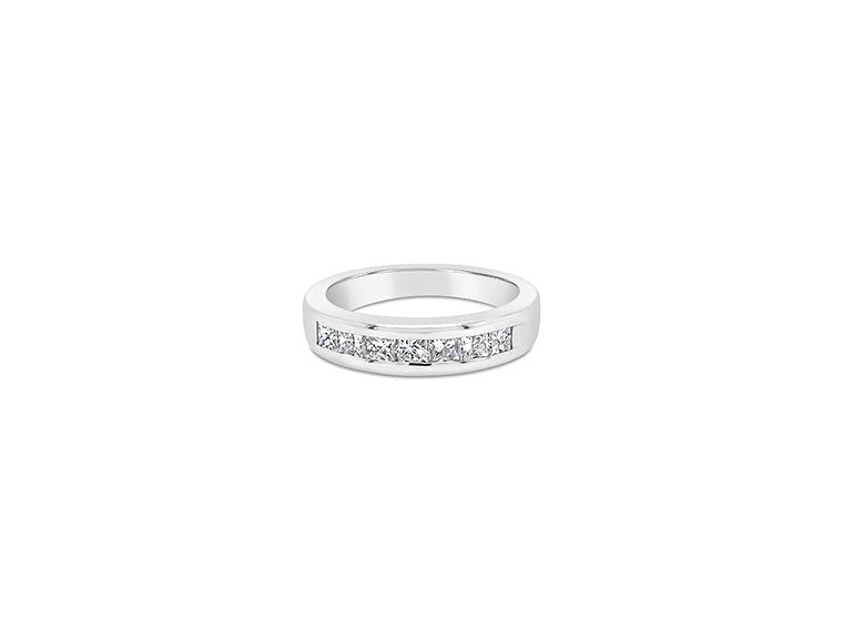 (Ref 1793) 0.75ct Half Eternity Princess Diamond Ring (18ct White Gold)