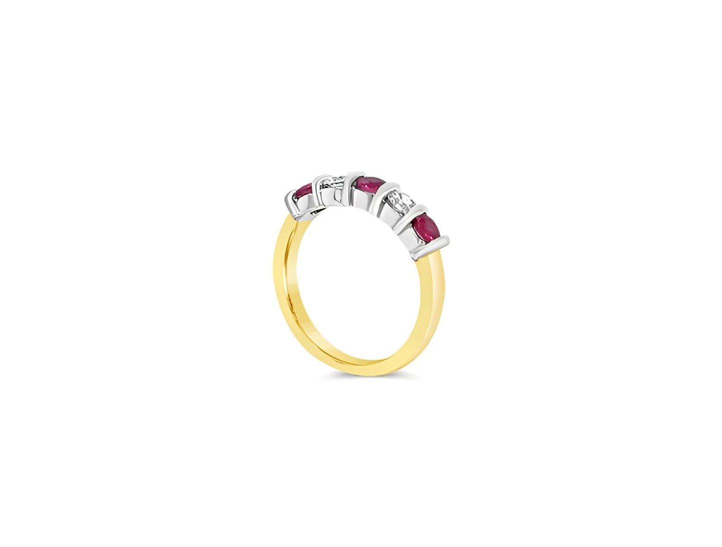 (Ref 1797) 0.25ct Diamond 0.30 Ruby Ring (18ct Yellow Gold)