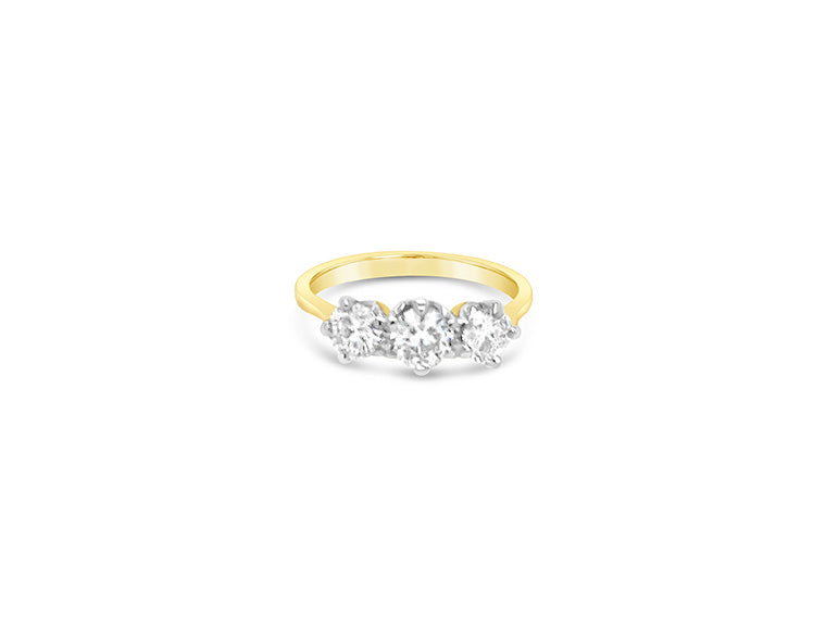 (Ref 1811) 0.90cts Ring 3 Stones Diamond (18ct Yellow Gold)