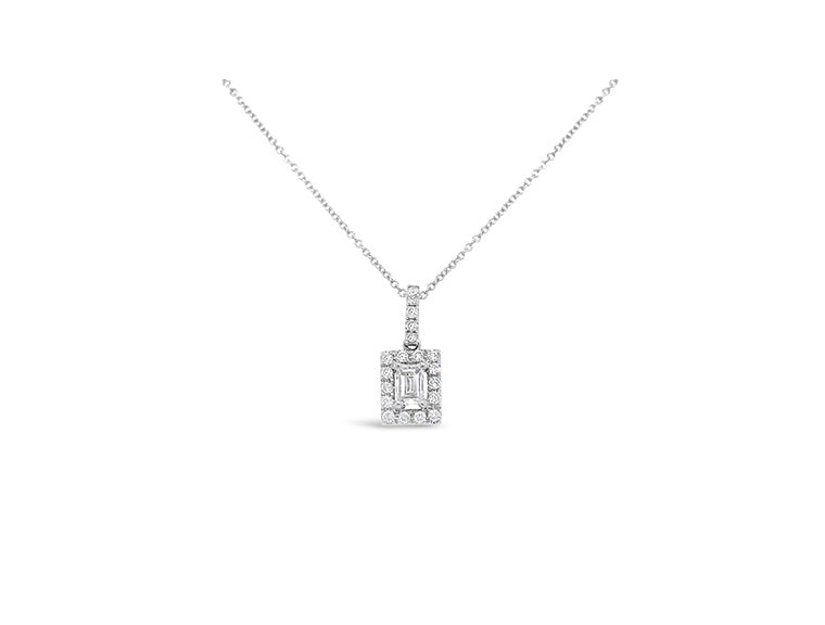 (Ref 1845) 0.48ct Pendant Square Emerald Cut Diamond (18ct White Gold)