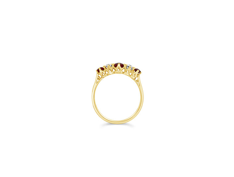 (Ref 1915) Edwardian Diamond Ruby Ring (120 years old) (18ct Yellow Gold)