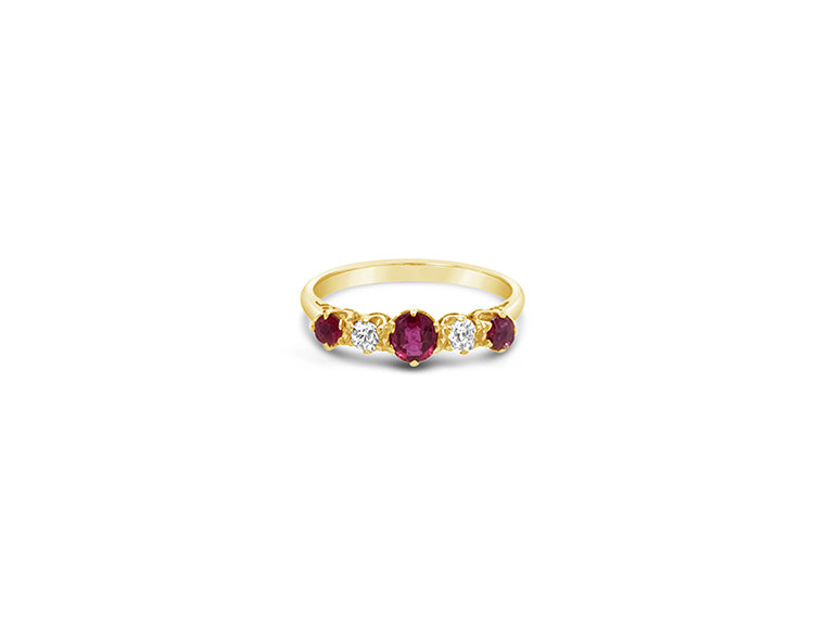 (Ref 1915) Edwardian Diamond Ruby Ring (120 years old) (18ct Yellow Gold)