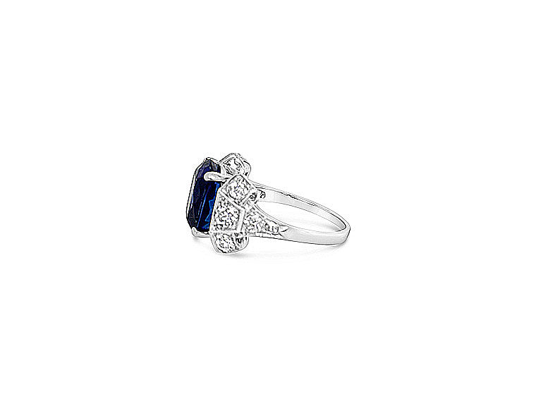 (REF 1939) 1ct Old Cut Diamond 5.65 Tanzanite Dress Ring (Platinum)