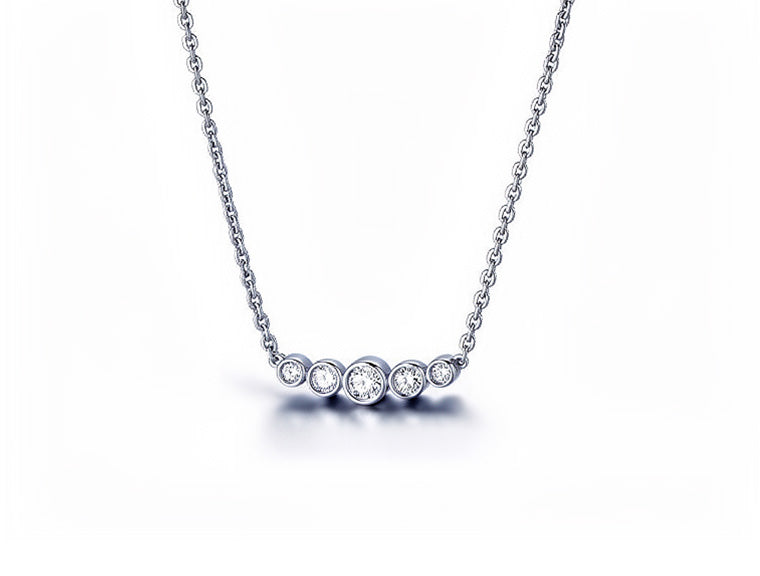 0.50cts Tiffany 5 stones Diamond Necklace - 18ct White Gold