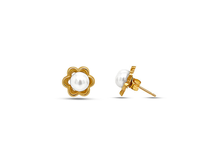 (REF1960) Cultured Pearl Stud Earrings (9ct Yellow God)