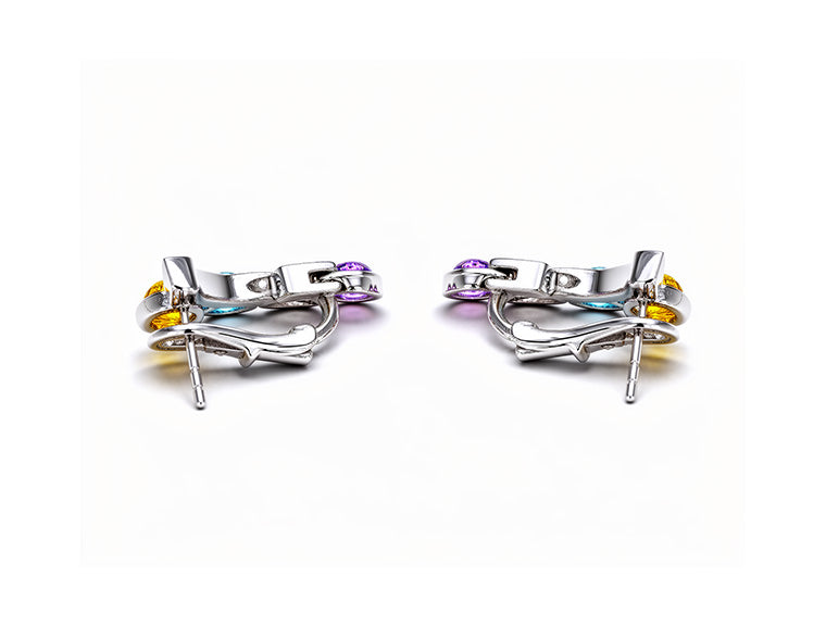 Bvlgari Allegra Multi-Gem & Diamond Clip On Earrings – 18ct White Gold