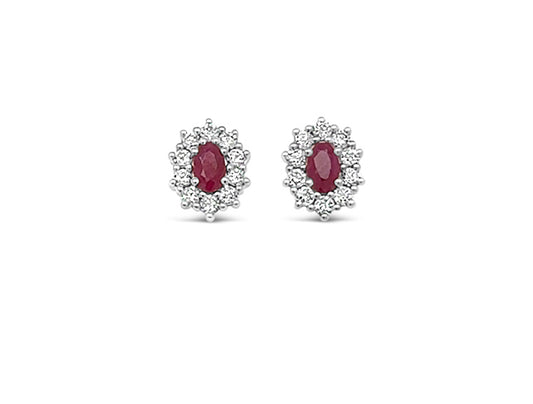 0.51 ct Cluster Ruby Diamond Earrings - 9ct Yellow Gold