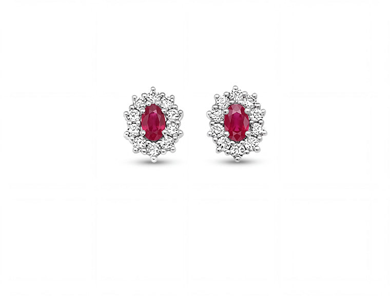 0.51 ct Cluster Ruby Diamond Earrings - 9ct Yellow Gold