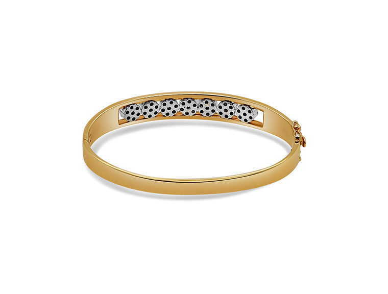 3.5 cts 7 Clusters Diamond Bangle (9ct Yellow Gold)