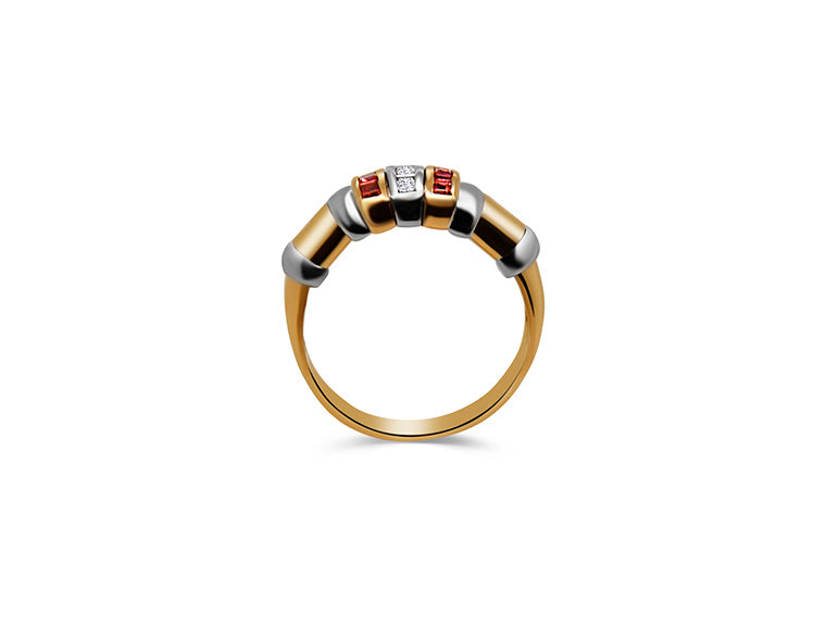 Diamond and Ruby Half Eternity Ring - 18ct Yellow Gold